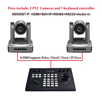 30X Zoom Optic PTZ Cam HDM1/SDI/IP1080P Conferințe Video Camera Visca Keyboard Controller pentru Întâlnirea Bisericii Live Streaming