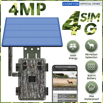 ZAOMIYOS 4MP în aer liber 4G SIM Wireless Solar Traseu de Vânătoare Camera IR Viziune de Noapte rezistent la apa faunei Sălbatice PIR Motion Detection Camera