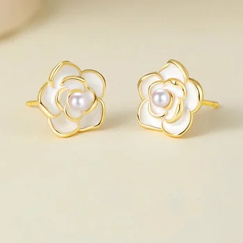 Noi accesorii de moda camellia argint 925 cercei cercei femei Japonia și Coreea de Sud populare cercei