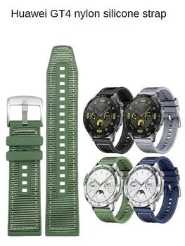 Adaptat Pentru Huawei Watch GT 4 de Molid Verde Nylon Curea de Ceas Silicon cu Panza de Cauciuc 3 Pro Impermeabil Curea de Ceas