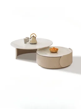 Placă de piatră rotundă Masă de Ceai franceză Crema sufragerie Stil Lux Lumina Modern, Simplu rundă de Dimensiune Combinație