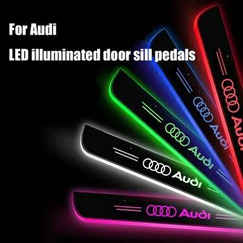 4buc Portiera Proiector de Lumina Lămpii Personalizate Decolorare a DUS Pedala de bun venit Scuff Placa Pentru Audi A4 A5 A6 S4 S5 S6 S8 RS4 RS5