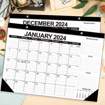 Calendar de perete Durabil Ușor de citit de 18 luni de Perete Desktop Calendar pentru 2024.1-2025.6 englez Multi-scop Calendar Hârtie Groasă