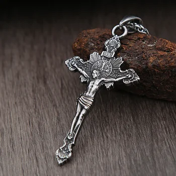 Vintage Din Oțel Inoxidabil Cruce Colier Pentru Barbati Femei Moda Motociclist Catolică Cruce Isus Colier Pandantiv Amuleta De Bijuterii Cadou