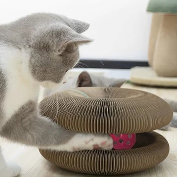 Magic organ laba pisica bord pliabil laba pisica bord interactive Scratcher pisica de jucarie cu clopotel