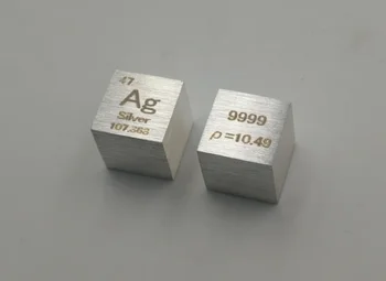 Argintiu metalizat 10mm Argint Cub Periodice Fenotip Cub de Înaltă puritate Argint