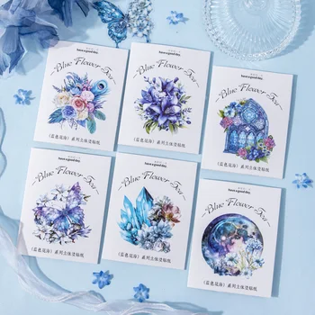 20Sheets Autocolante de Flori Albastru Colaj Lily Materiale Jurnal de Etanșare Decor Decor Copii Provizii Album 14*9CM