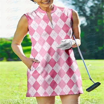Golf imprimate fără mâneci carouri sport rochie de Moda de fitness Sport rochie casual imprimat respirabil cu uscare rapidă rochie