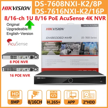 Hikvision 4K NVR 8 canale DS-7608NXI-K2/8P 16-CH DS-7616NXI-K2/16P 8/16 Porturi POE AcuSense de Recunoaștere Facială Recorder Video de Rețea