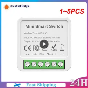 1~5PCS Tuya 16A Mini Wifi Smart Switch Lumina 220V Suporta 2 Modul de Control al Momentului de Automatizare Modulul de APLICAȚIE Pentru Alexa Acasă