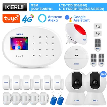KERUI Smart Home W204 Sistem de Alarma 4G GSM WIFI Garaj Kit Alarma cu Senzor de Miscare RFID Tag Detector de Ușă Sirena de Interior Camera