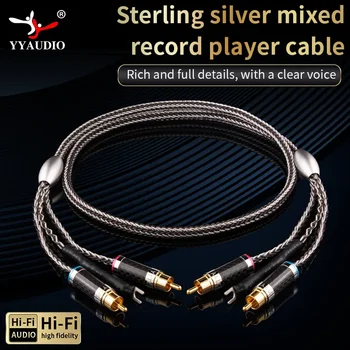 Audio 2RCA Cablu cu Fir de Masă OCC Cupru Pur rodinare Plug Sterling Silver Shield disc de Vinil Jucător Amplificator