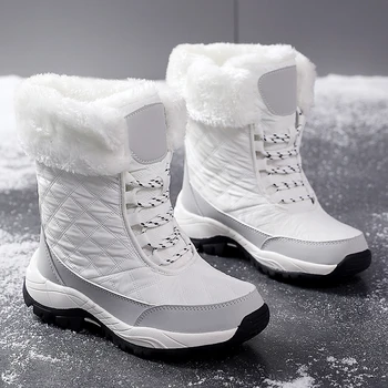 De iarnă pentru femei pantofi, cizme de zapada pentru femei, tub rezistent la apa, anti-alunecare și catifea căptușit groase de bumbac, pantofi și cizme