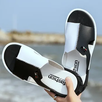 Moda Barbati Vara Sandale Originale din Piele Confortabil Alunecare pe Sandale Casual pentru Bărbați Papuci de Plaja Om Zapatillas Hombre