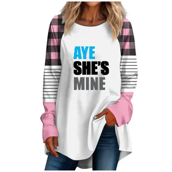 Femei Plus Dimensiune Casual cu Mâneci Lungi Gâtul Rundă de Ziua Îndrăgostiților Supradimensionat cu Maneci Lungi de Antrenament T-shirt Imprimat Pulover Top