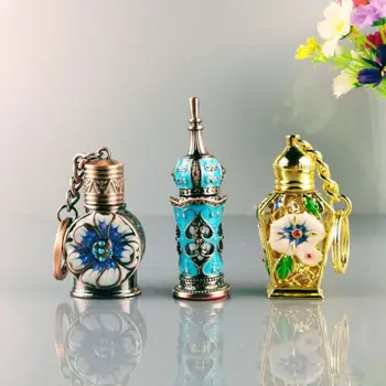 3ml de Epocă Flori Metal Sticla de Parfum Pahar Gol Uleiuri Esențiale Dropper Sticla cu Breloc Decor Cadou