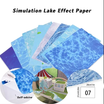21*28cm DIY Auto-adeziv Simulare Lac Hârtie Efect Piscină în aer liber Building Layout Decoratiuni de Gradina pentru Diorama 1 buc