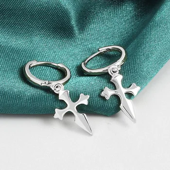 KOFSAC Noua Moda Argint 925 Cercei Pentru Femei Simple Cruce Rafinat Ureche Catarama Bijuterii Lady Uzura de zi cu Zi Cadouri de Lux
