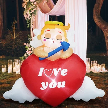 Ziua îndrăgostiților Gonflabile de Dragoste Cupidon Inima 5FT Build-in Lumini LED Sufla Curte Decor Dulce Îndrăgostiților Jucării Gonflabile