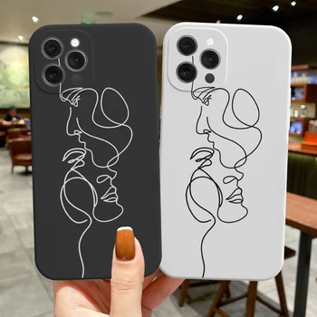 Amuzant Artă Abstractă Linii de Telefon de Moda Cazuri de Desene animate Femei Cover Pentru iphone 14 Plus 11 12 13 14 15 Pro Max Mini-Caz de Protecție