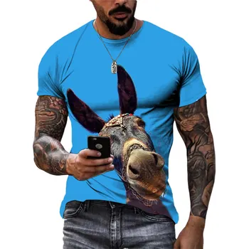 Vara Noi de Animale 3D Măgar Grafic T Shirt Barbati de Moda Casual Personalitate Tipărite Hip Hop Stil de Stradă Gât Rotund Maneca Scurta