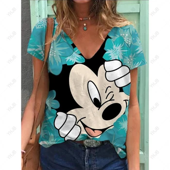 Simplu Femei tricou Disney Minnie Mickey Mouse-ul de Imprimare TeeShort Maneca Vrac Streetwear Haine de sex Feminin Casual Tricou Doamnelor