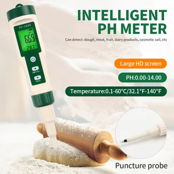 O50 YY1030 Alimente Tester PH Aluat Alkalimeter Fructe Brânză Cosmetice PH-Metru 0.00-14.00 PH-ul Solului Detector de Temperatura Aciditate