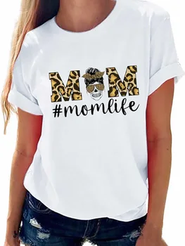 Noua Moda Leopard MAMA Viata Femei T Shirt de Imprimare T-shirt Distractiv de Vara cu Maneci Scurte Harajuku Topuri Tee ' 90 Tricou Tricouri de sex Feminin