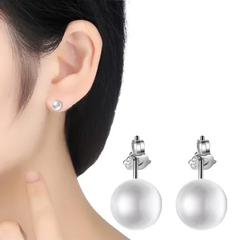 2 buc Argint Cercei cu Perle de Nișă Design Pearl Ureche Stud Frumos Picătură Legăna Cercei pentru Femei