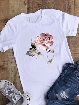 Floare 90 Tendință Drăguț Moda pentru Femei Imbracaminte Casual de Vara Grafic T Shirt Short Sleeve Tee de Top de sex Feminin de Imprimare T-shirt