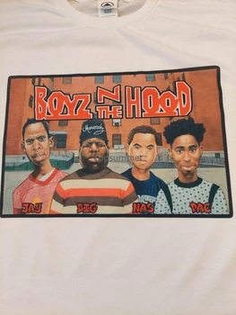 Mens T Shirt Boyz In The Hood 2Pac Nas Jay Z Biggie Menace 2 Society Vechi de Școală