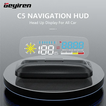 GEYIREN C5 Head Up Display OBD2 Hud Cu Navigație GPS Vitezometru Digital Auto Proiector de Afișare a Consumului de Combustibil Temperatura Apei