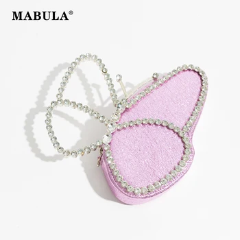 MABULA Spumant Roz Fluture Stras Poșetă de Seară 2023 Designer de Brand Bling Cristal Crossbody Sac de Ambreiaj Geantă de mână de Moda