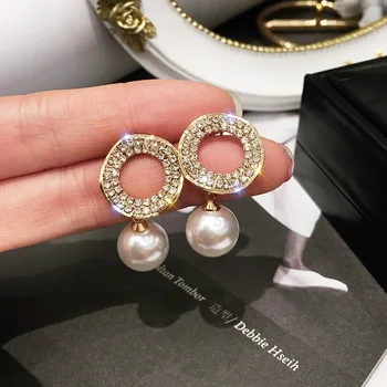 Coreea Fierbinte de Vânzare Bijuterii de Moda de Lux Strălucitoare de Cristal Pearl Cercei Pandantiv Elegant pentru Femei Petrecerea de Nunta Accesorii