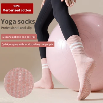 Dungi yoga șosete pentru femei mid-sosete non-alunecare de bumbac culoare solidă non-alunecare silicon de fitness de interior sosete pentru femei
