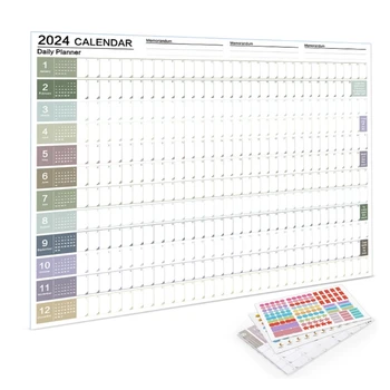 68TA Calendar de Perete Planificator An 2024 în Poster Dimensiunea de 14 Luni, în Format Peisaj Planificator