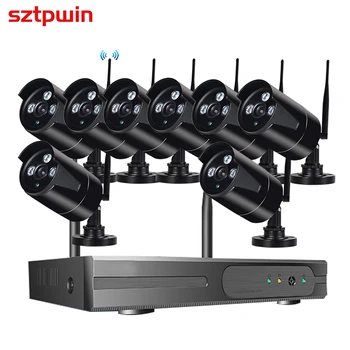 PlugandPlay 8CH 3MP Audio Wireless Kit NVR P2P1080P Interioară în aer liber Viziune de Noapte Securitate 3MP audio Camera IP WIFI Sistemul CCTV