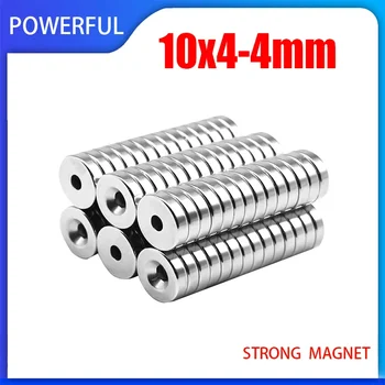 10~200PCS 10x4-4mm Neodim Magnet Neodim foarte Puternic Mici, Rotunde Permanente Disc Magnetic imanes 10x4 Gaura 4mm