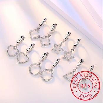 5 Stiluri de Argint 925 Cristal de Zirconiu Stea Inima Cerc Pătrat Picătură Cercei Bijuterii Geometrice pendientes Pentru Femei Cadouri