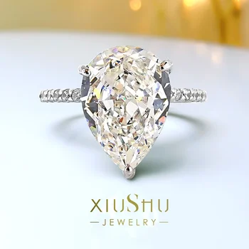 Dorința de Moda de Lux Picături de Argint 925 Inel Încrustat cu emisii Ridicate de Carbon Diamant Femei Cadou