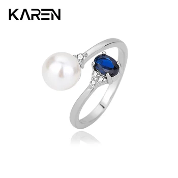 KAREN Argint 925 Perla Mare Albastru Safir Inel 2023 Nouă Tendință de Moda Redimensionabilă Inel High-end pentru Femei Bijuterii