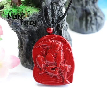 Naturale Cinabru Aur Violet Nisip Ceresc Master Zhong Kui Comandat Patru Fețe Pandantiv Simplu Moda Farmec Cuplu Amuleta Mascota