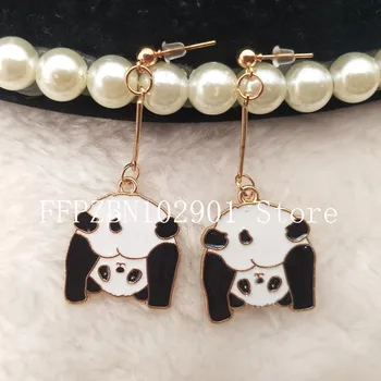 Noul Panda Amuzant Cercei Drăguț Animal Email Cercel Inel De Metal Bijuterii Handmade Cadou Fata