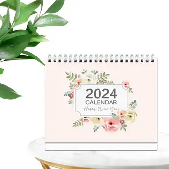 Flori Calendar 2024 Lunar Florale 2024 Spirală Ridice Calendar Decorativ Calendar Cu 12 Luni Portabil Calendar De Masă Pentru