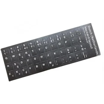 Banggood Olanda Dutch Keyboard Lipi Autocolant Aspect Durabil Alfabetul Fond Negru cu Litere Universal pentru Laptop