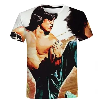 Jackie Chan Tipărite Barbati cu Maneci Scurte T-Shirt de Imprimare 3D T-Shirt Kung Fu Stele Imprimate Supradimensionate Streetwear Haikyuu Grafic T-shirt