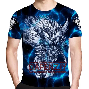 Vara Animale Dragon Imprimat Tricou Barbati O Guler Maneci Scurte 3D Stil de Moda pentru Bărbați Casual T-shirt