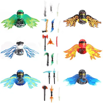 6pcs/set Ninja cu Aripi Model Blocuri Jay, Zane Kai, Nya Lloyd Cole Mini Model Cifre Cărămizi Copii Jucării de Crăciun
