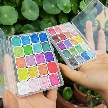 20 de Culori Portabil Perlate Solid Acuarelă Metalice Sclipici Set Pigment de Artă 1ML