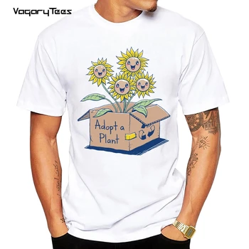 Vagarytees Adopte o Plantă de Floarea-soarelui Imprimare tricou barbati Casual Amuzant t camasa Pentru Barbati Top Tee Hipster Topuri Casual Streetwear Tee